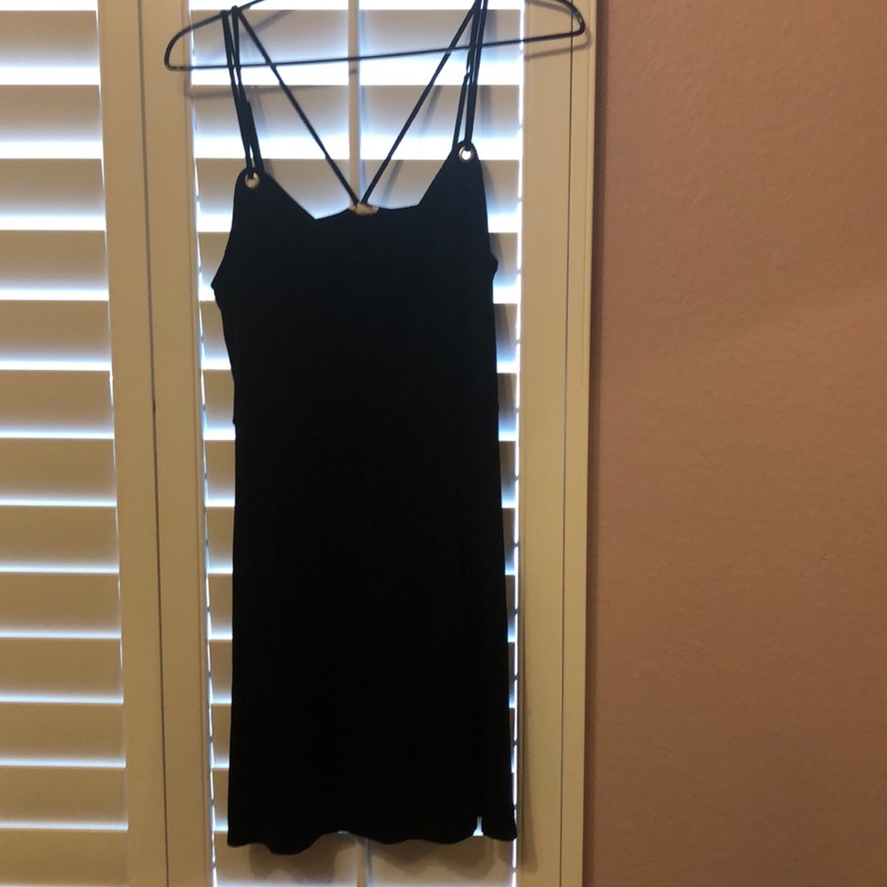 Black skater dress with strappy back